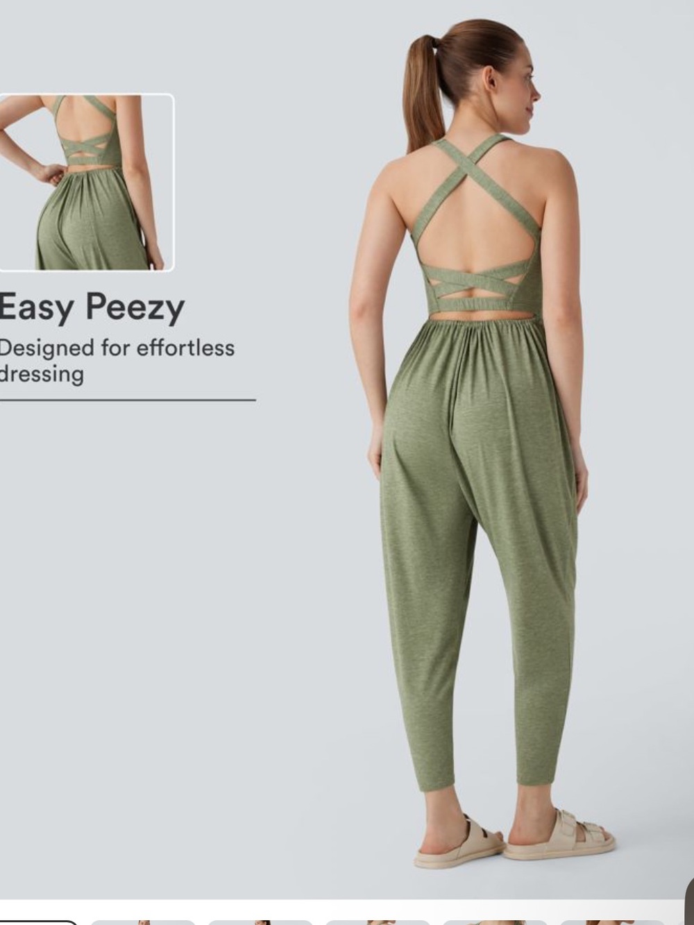 Halara U Neck Pocket Harem Casual Jumpsuit-Easy Peezy size medium NWOT